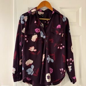 Ann Taylor Floral Blouse - Purple and Pink - Size XS